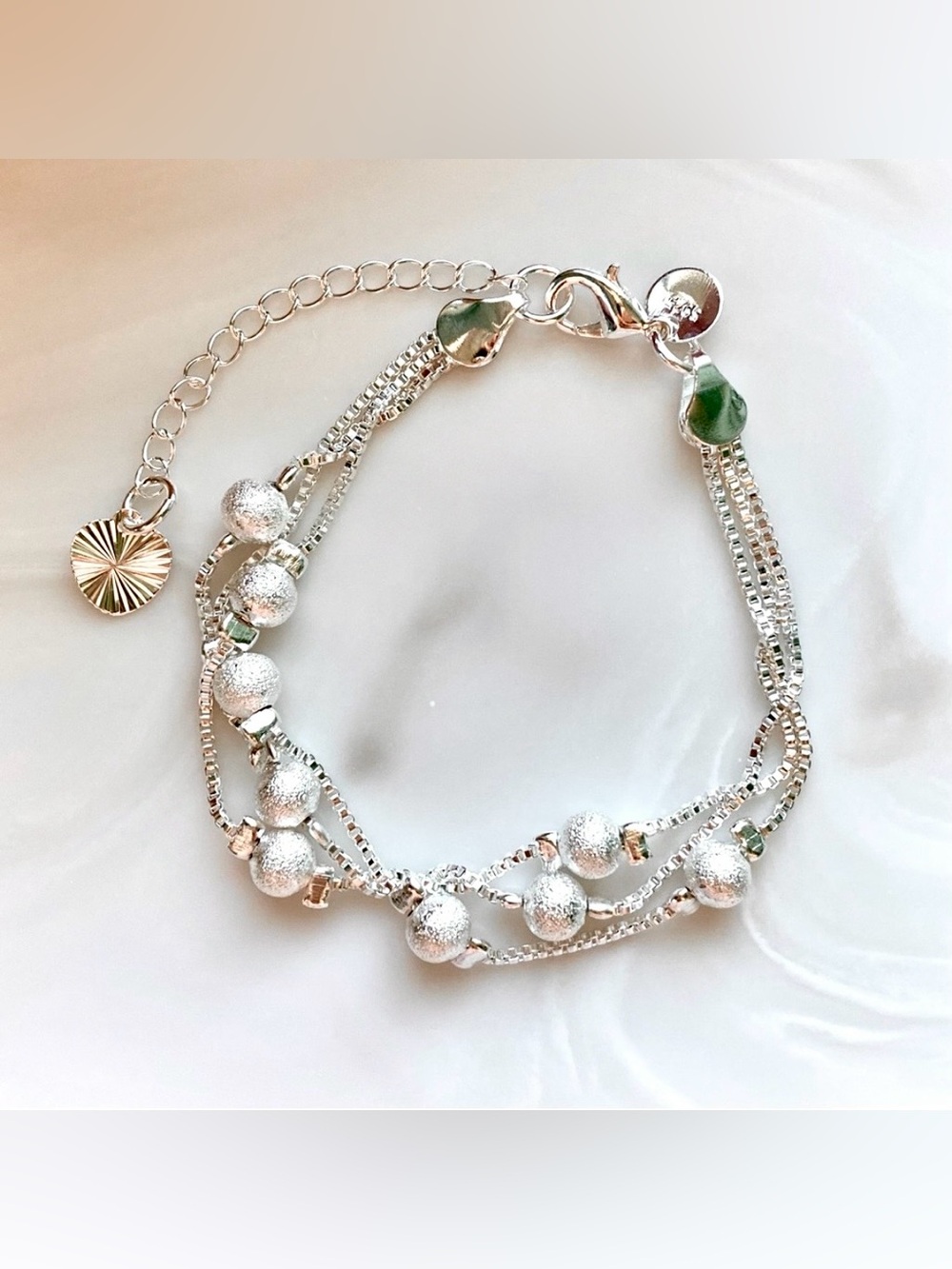 Silver Multi-Strand Bead Bracelet